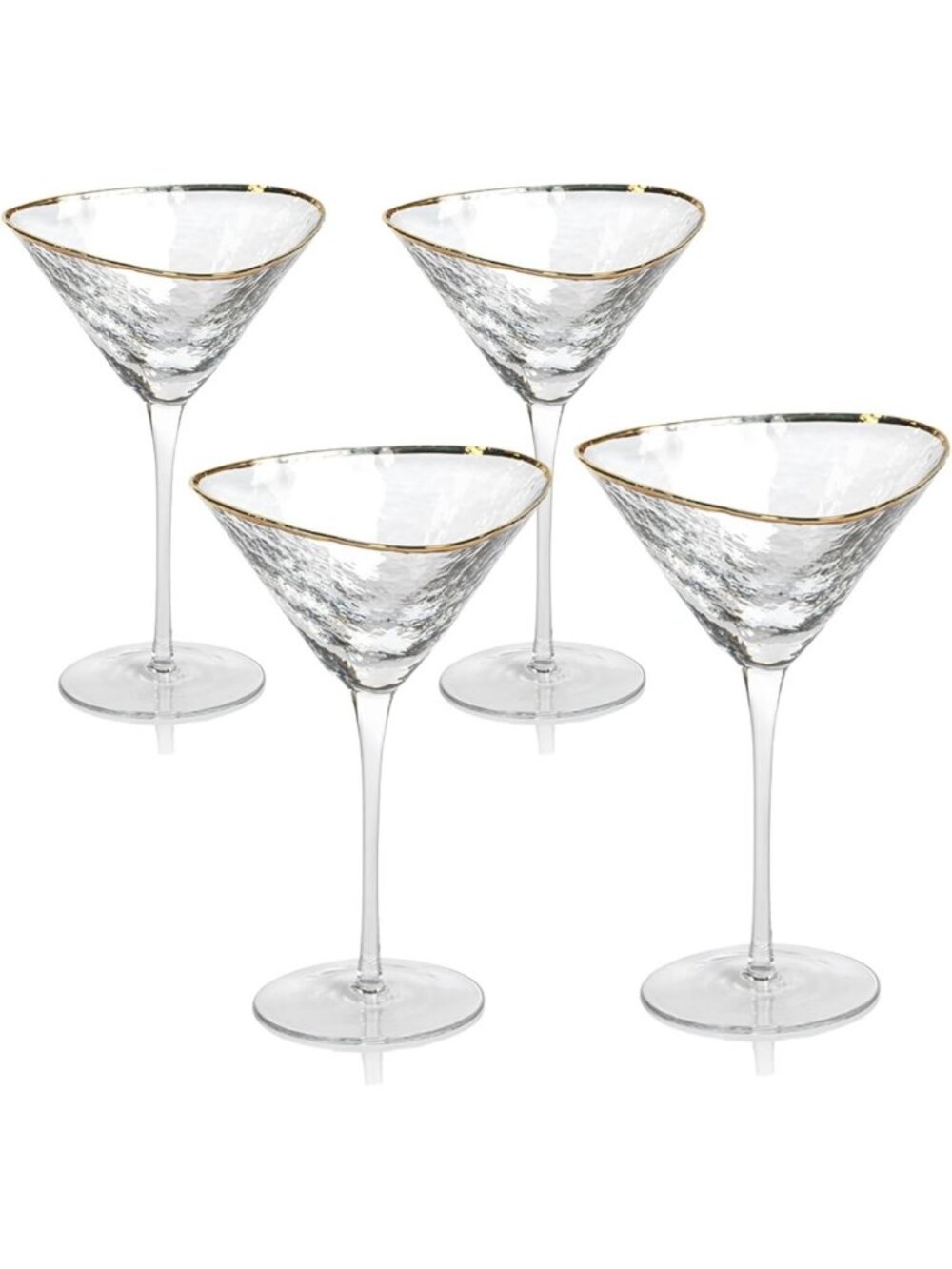 Elegant Gold Rim Martini Glasses Set of 4 | Hand-Blown Cocktail Glassware